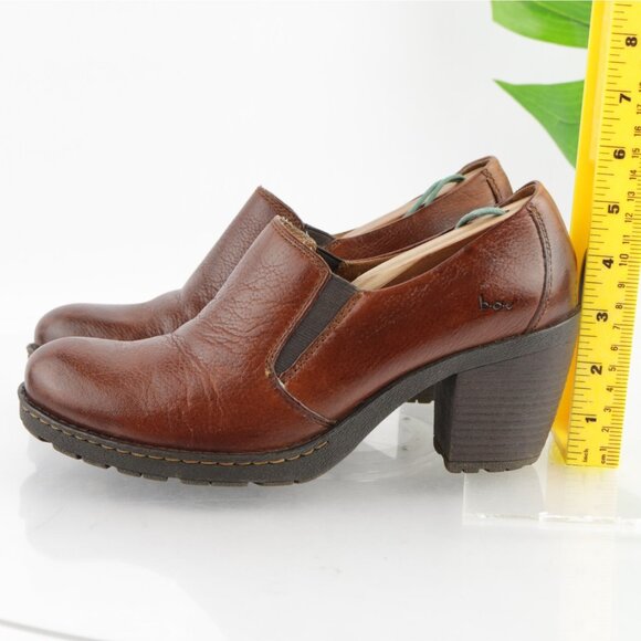 Born Womens Carla Boots Size 9 Brown Leather Block Heel Chelsea Booties Pull On - Picture 6 of 12